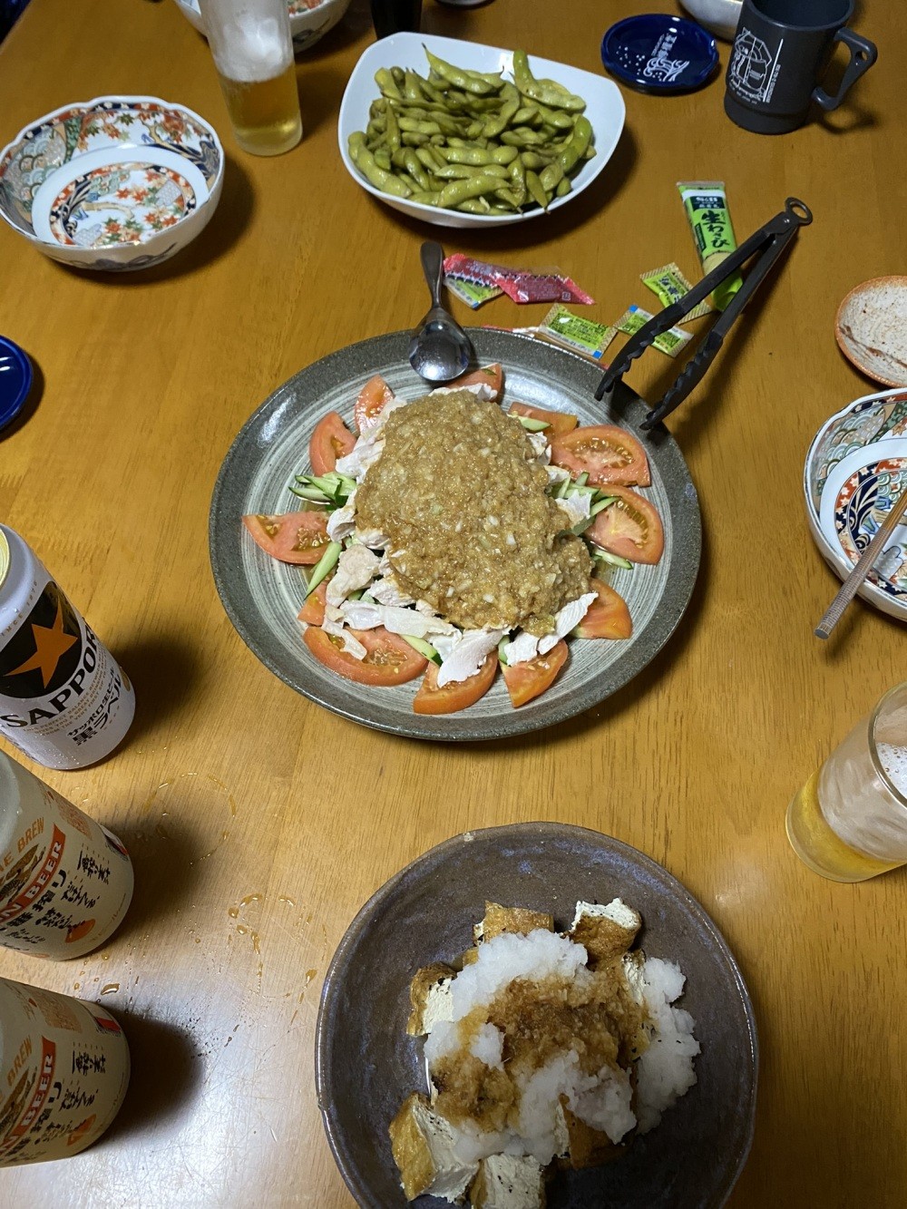 地元産の厚揚げもバンバンジーサラダも美味しい