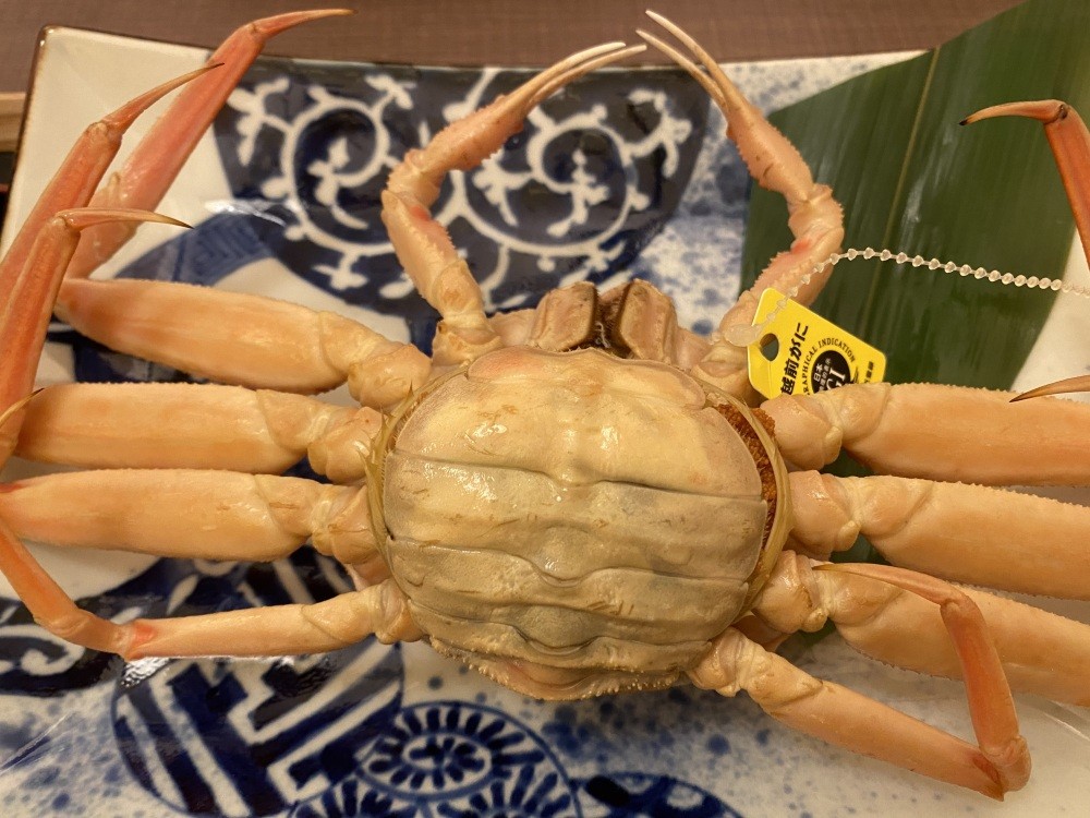 ①まず、蟹を腹側にひっくりかえします。